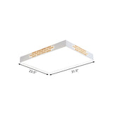 Modern Metallic Flush Mount Led Ceiling Light For Living Room - 23.5/31.5 Long White