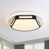 Minimalist Led Flush Mount Ceiling Light In White/Black 16/19.5 Round/Square For Bedroom