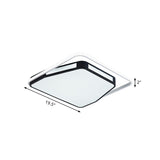 Minimalist Led Flush Mount Ceiling Light In White/Black 16’/19.5’ Round/Square For Bedroom