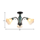Rural Style Semi Flush Mount Light With Swooping Arm - Black Finish Ceiling Lighting For Living Room