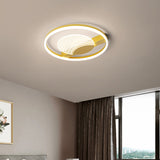 Minimalist Acrylic Circle Flush Mount Lamp In Black/Gold With Led 16/19.5 Inch Wide Wave Pattern