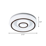 Modern Dual Circle Acrylic Flush Mount Led Ceiling Lamp - Black And White With 3 Color Light