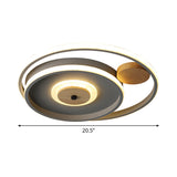 Nordic Acrylic Led Flush Mounted Lamp - Multi-Circle Grey Bedroom Ceiling Fixture 16.5/20.5 Inches