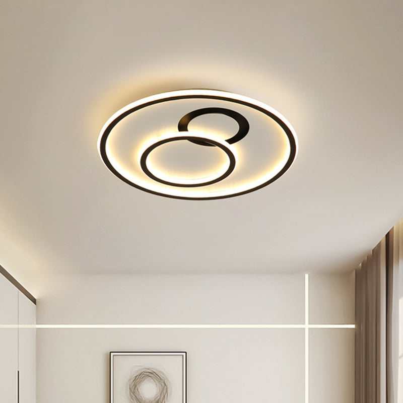 16/19.5 Dia Led Flush Mount Light Fixture - Extra Thin & Minimalist Black / 16