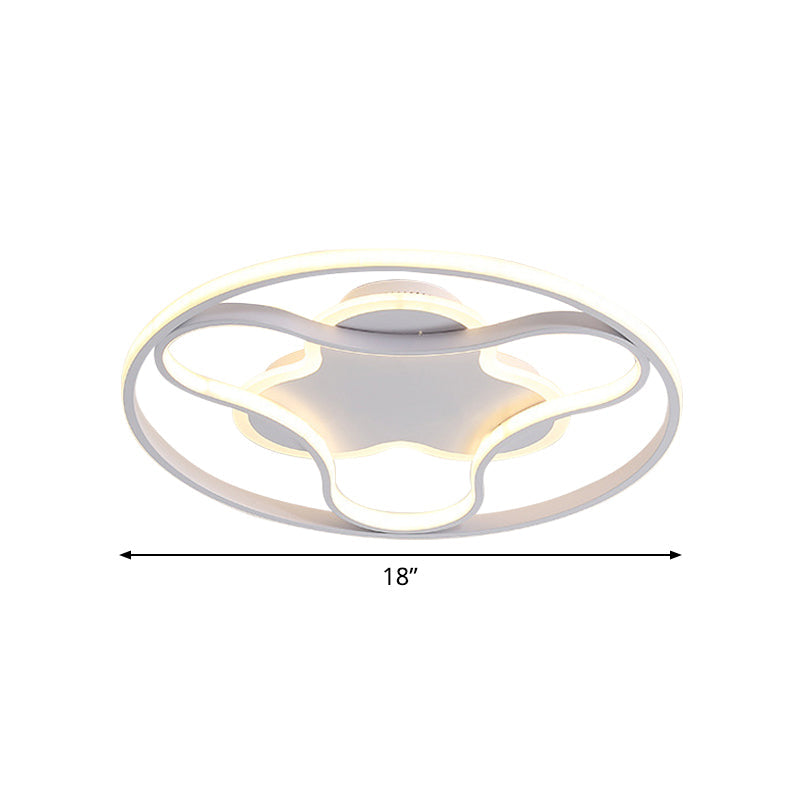 Fidget Spinner Flush Mount Led Ceiling Light Minimalist Iron In White 18/21.5 Wide Warm/White