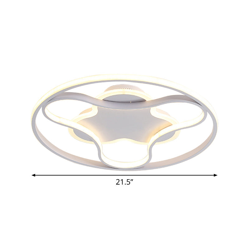 Fidget Spinner Flush Mount Led Ceiling Light Minimalist Iron In White 18’/21.5’ Wide Warm/White
