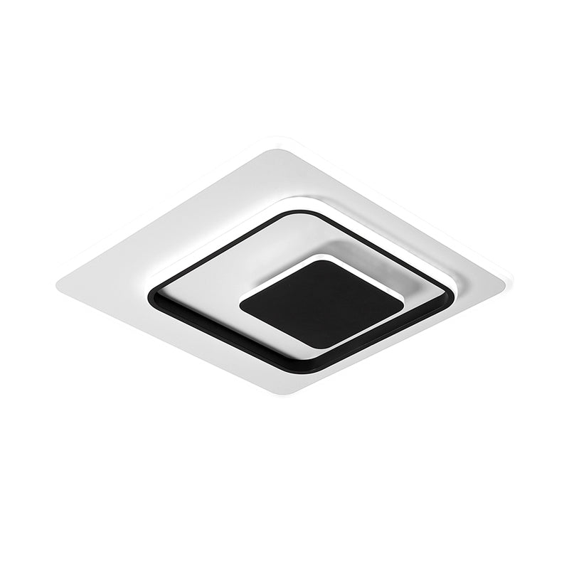 Ultra-Thin Triple Square Flush Light: Acrylic Black & White 16/19.5 Wide Led Ceiling Mount In