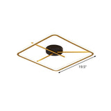 Minimalist Aluminum Flush Mount Ceiling Light With Square Black-Gold Frame And Rod Fixture Arm -