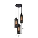 Vintage 3/8 Bulbs Pendant Light With Metal Mesh Shade - Stylish Kitchen Ceiling Fixture In Black