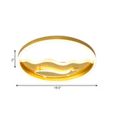 Kids Style Super Thin Led Flush-Mount Ceiling Light With Fish/Apple Pattern In Gold - Acrylic