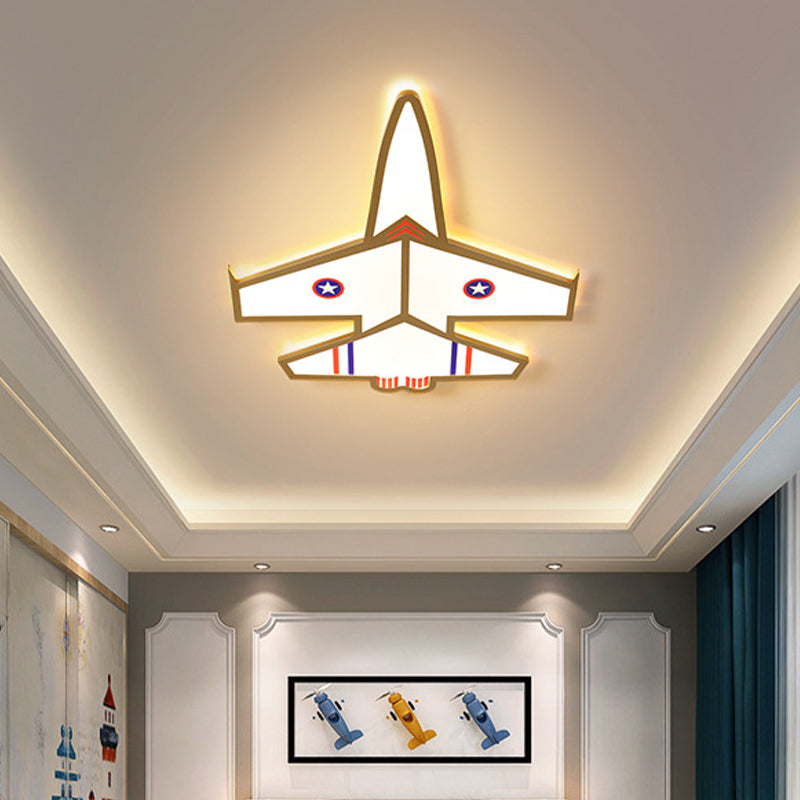 Kids Golden Jet Flushmount Ceiling Light With Acrylic Led For Boys Bedroom (Warm/White) Gold / Warm