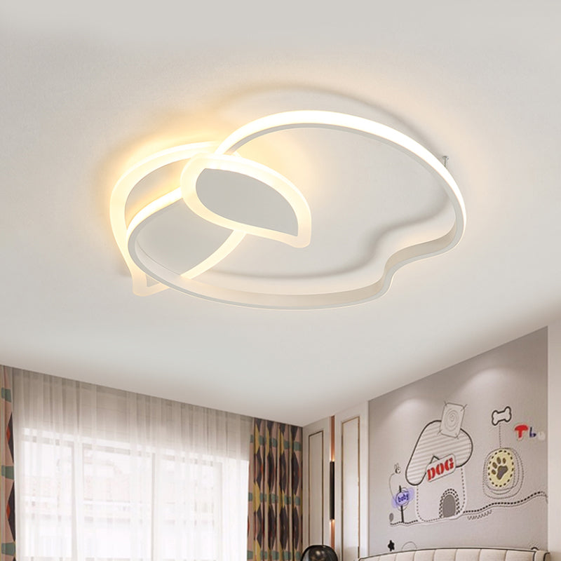 Kids Led Flush Mount Ceiling Lighting With Apple Aluminum Frame - Pink/White/Black Options
