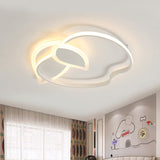 Kids Led Flush Mount Ceiling Lighting With Apple Aluminum Frame - Pink/White/Black Options