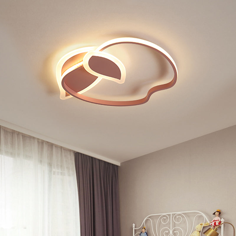 Kids Led Flush Mount Ceiling Lighting With Apple Aluminum Frame - Pink/White/Black Options