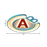 Super Thin English Letter Led Flush Mount Lighting For Kids Bedroom - Blue Warm/White Light