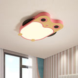 Cartoon Owl Led Flush Mount Lamp For Child Room - Thin Iron Ceiling Light In White/Pink/Blue With