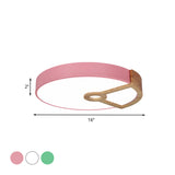 Macaron White/Pink/Blue-Wood Led Ceiling Light Fixture For Bedroom - Splicing Round Acrylic Flush