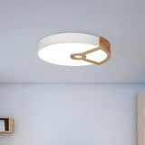 Macaron White/Pink/Blue-Wood Led Ceiling Light Fixture For Bedroom - Splicing Round Acrylic Flush