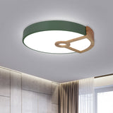 Macaron White/Pink/Blue-Wood Led Ceiling Light Fixture For Bedroom - Splicing Round Acrylic Flush
