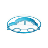 Car Shape Led Cartoon Flush Mount Lamp In Blue With White/Warm Light - Ideal For Bedrooms