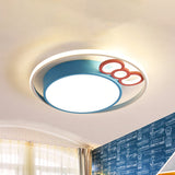 Kids Led Ceiling Light With Bow Design In Pink/Blue Finish Warm/White Available 18/23 Dia Blue / 18