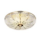 Gold Finish Crystal Ceiling Mounted Led Flush Mount Lamp For Simple Style Living Room