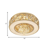 Contemporary Led Crystal Flushmount Ceiling Light In Gold For Dining Room