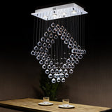 Modern Chrome Diamond Flush Ceiling Light Crystal Orb Led Mount Lamp For Dining Room