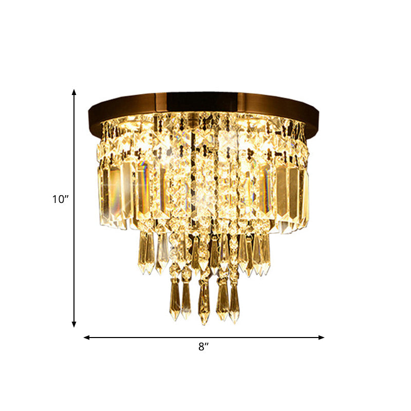 Contemporary Chrome Led Flush Mount Crystal Ceiling Light 8/10 Wide