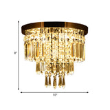 Contemporary Chrome Led Flush Mount Crystal Ceiling Light 8’/10’ Wide