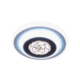 Contemporary Circle Flushmount Led Light: Stylish Acrylic White Lamp With Rose Pattern
