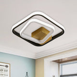 Minimalist Led Acrylic Flush Mount Ceiling Light Fixture - White/Black Round/Square Ring Flushmount