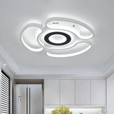 Modern Led Flush Mount Ceiling Light In White For Bedroom With Warm/White And Acrylic Arc-Loop