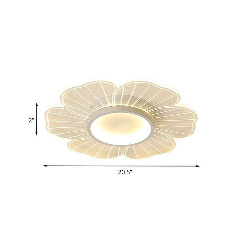 Contemporary White Flower Flushmount Led Lamp - Ultra-Thin & Versatile Sizes In Warm Light