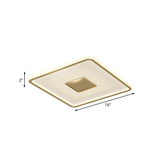 16’ Modern Acrylic Led Flush Light Square/Rectangle Gold Finish – White/Warm For Living Room