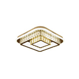 Crystal-Encrusted Led Flushmount Ceiling Light For Bedroom - Modernist White Square And