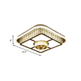 Crystal-Encrusted Led Flushmount Ceiling Light For Bedroom - Modernist White Square And