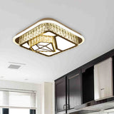Crystal-Encrusted Led Flushmount Ceiling Light For Bedroom - Modernist White Square And