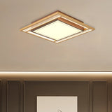 Modern Led Metallic Flush Mount Ceiling Light Fixture - Brown Square/Rectangle Design 21/39 Length