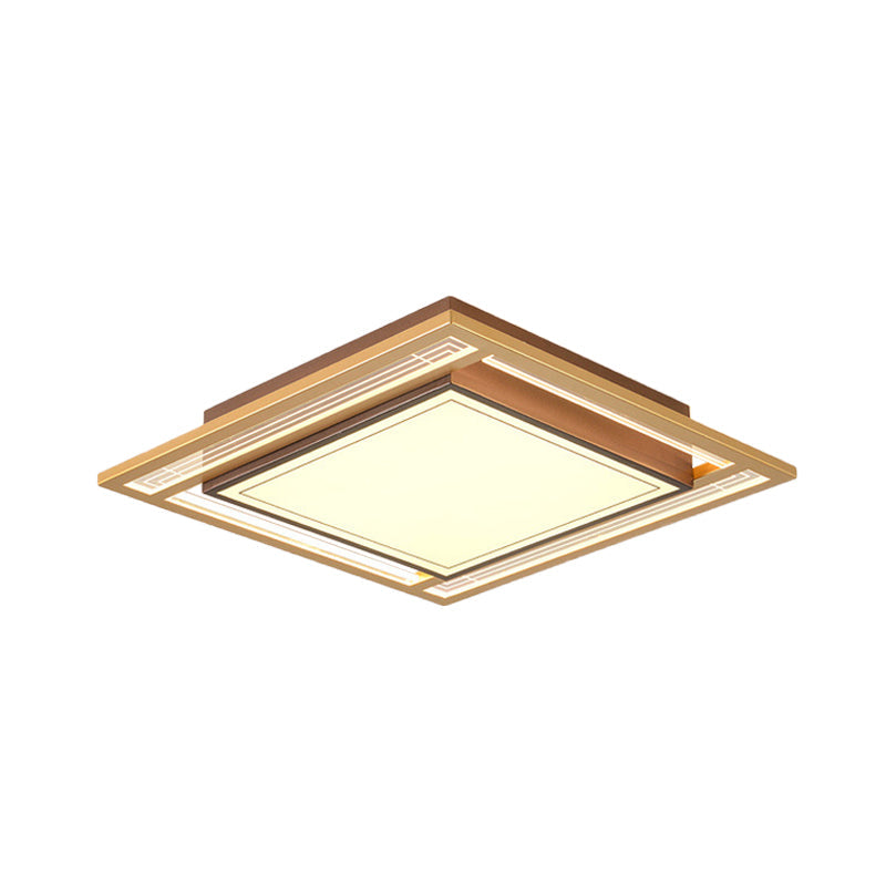 Modern Led Metallic Flush Mount Ceiling Light Fixture - Brown Square/Rectangle Design 21/39 Length