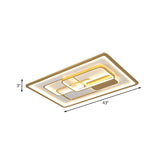 Modernist Gold Led Flush Mount Light Fixture - Rectangle Metallic Lamp 35.5/43 Long White/Warm