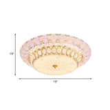 Crystal-Embedded Led Flush Mount Ceiling Light In Gold - Classic Bowl Design