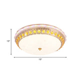 Crystal-Embedded Led Flush Mount Ceiling Light In Gold - Classic Bowl Design