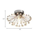 Modern Crystal Bead Starburst Foyer Mini Semi Flush Light Ceiling Lamp