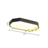 Geometric Black-Gold Ceiling Light: Modern Led Metal Flushmount Lamp (23.5/31.5 Long)