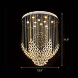 Modern Raindrop Crystal Diamond Flush Ceiling Light Fixture With 8 Heads In Chrome