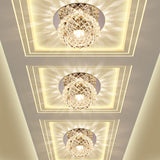 Modern Chrome Led Crystal Flushmount Light Fixture For Corridors