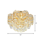 Contemporary Gold Led Crystal Ball Ceiling Flush Mount Light - 16/23.5 Width