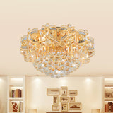 Contemporary Gold Led Crystal Ball Ceiling Flush Mount Light - 16/23.5 Width