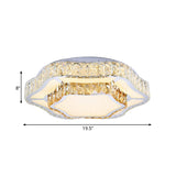 Contemporary Chrome Crystal Led Flush Light With 2 Layers Of Flower Design - Perfect For Living Room
